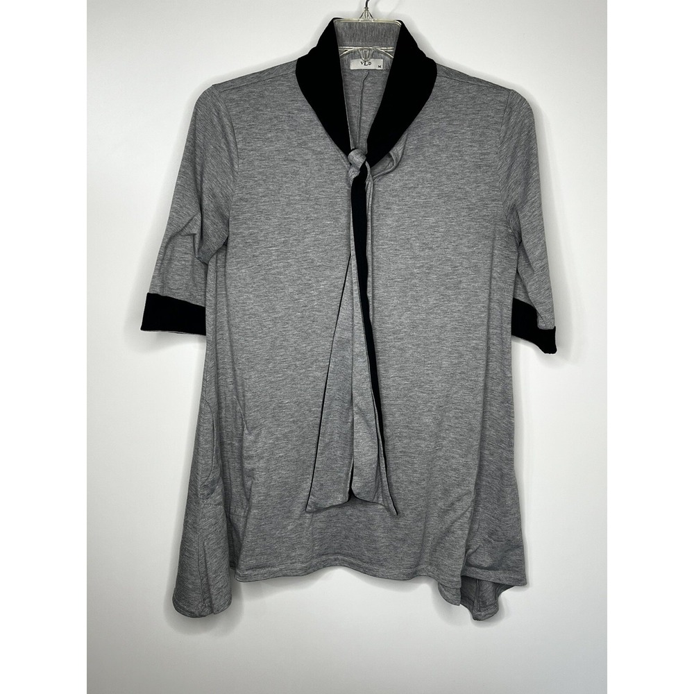 VLD Gray and Black Tie Womens Pullover Knit Maternity Top Medium